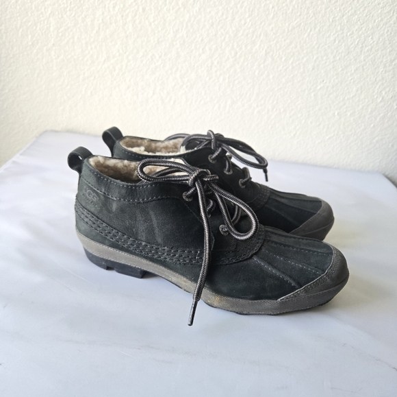 Ugg Australia Magpie Waterproof Ankle Duck Boots Black Nubuck Leather Size 6 - Picture 5 of 15